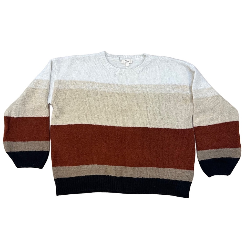 Elan Striped Earth Tones Sweater-Size Small